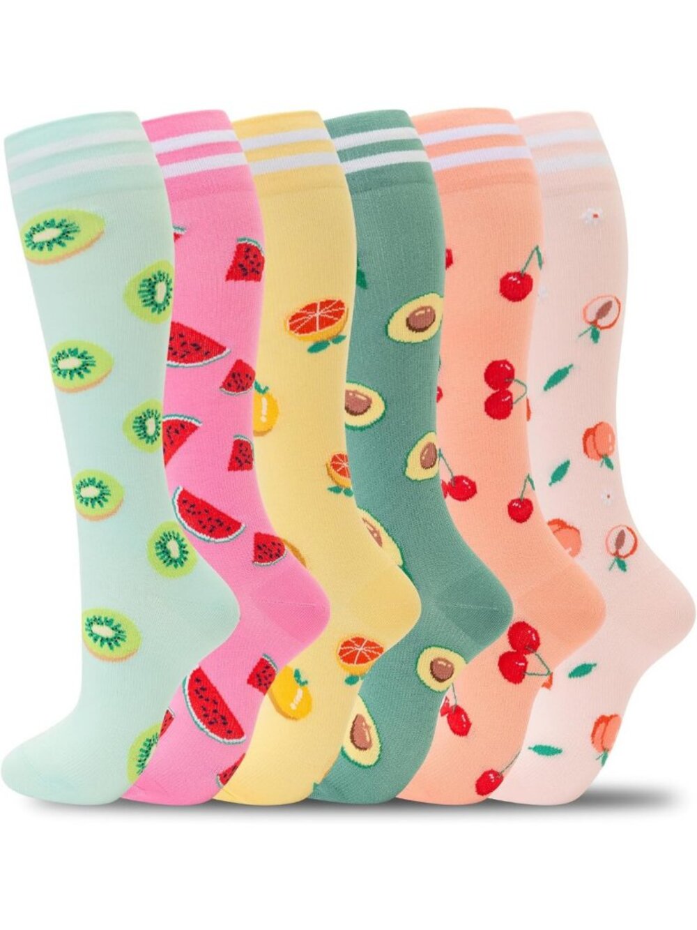 Compression Socks for Women & Men - 6 Pairs for Travel, Nursing, Circulation